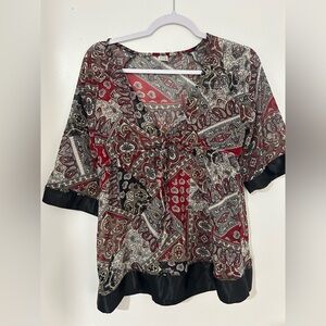 So Wear It Declare It Paisley Print Blouse in Red and Black‎